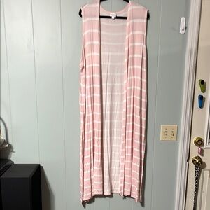 LuLaRoe Joy Pink and White Striped Vest